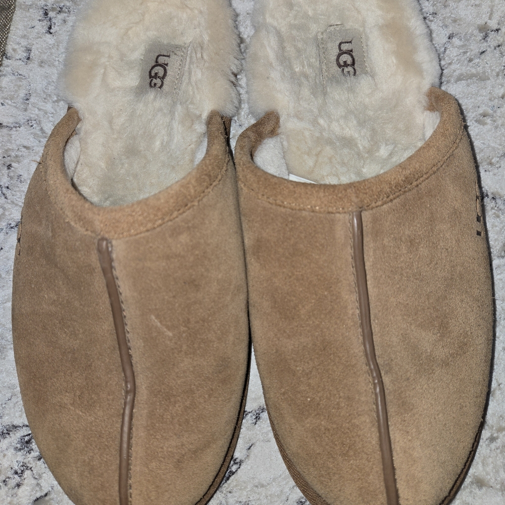 UGG Scuff Slippers Chestnut/Tan Suede Shearling Slip-On Mules